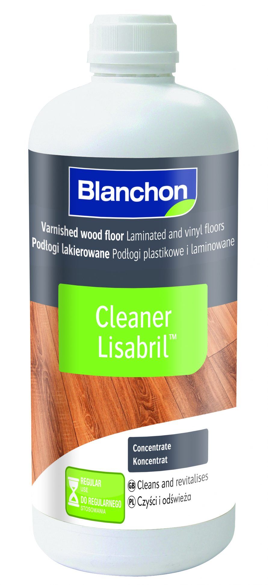 בקבוק סבון ניקוי לרצפות פרקט, למינציה ו־PVC של Blanchon – Lisabril 1 ליטר