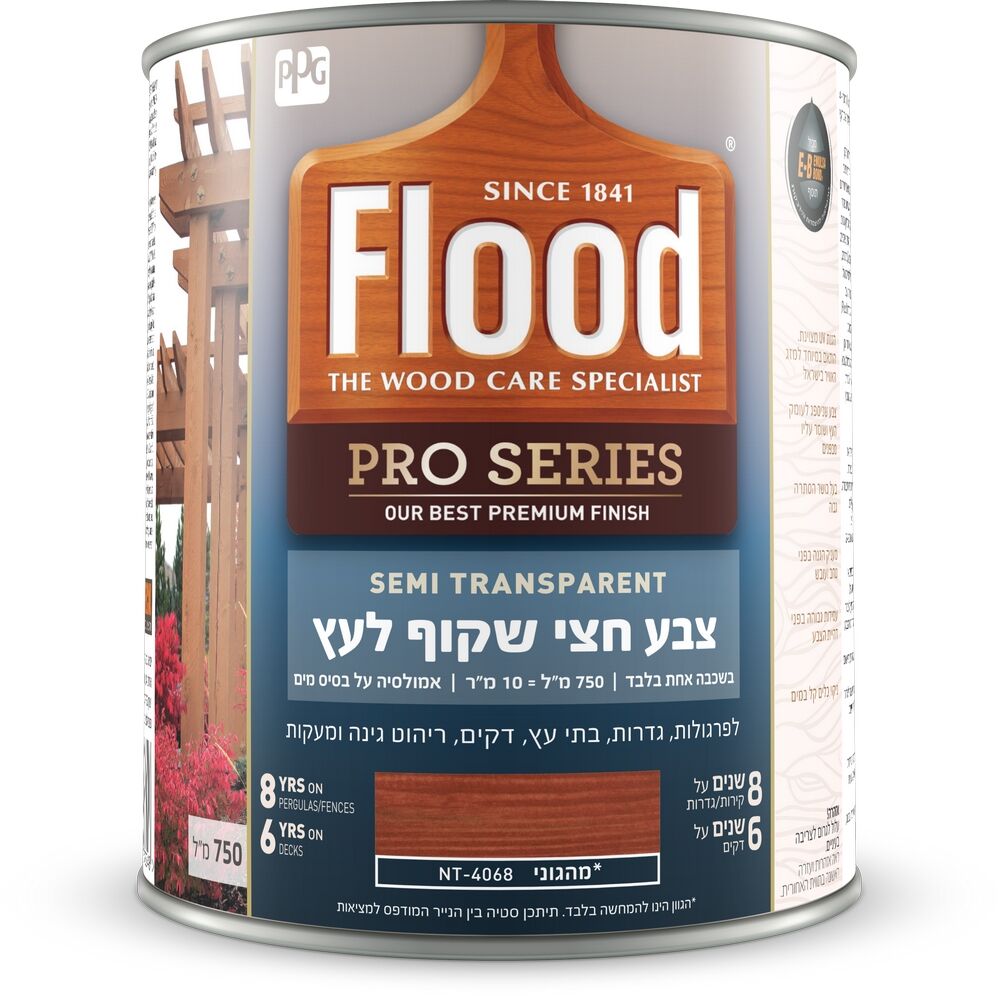 פלאד חצי שקוף_מהגוני 4068 _750מל צבע חצי שקוף של FLOOD